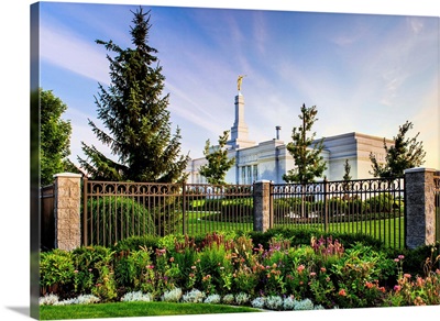 Spokane Washington Temple, Flowers and Fence, Spokane, Washington