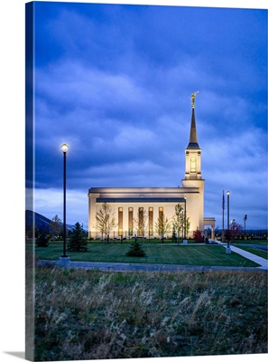 Star Valley Temple, Dusk, Afton, Wyoming