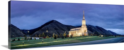 Star Valley Temple, Panoramic, Dusk, Afton, Wyoming