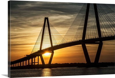 Arthur Ravenel Jr. Bridge crossing the Cooper River at sunset