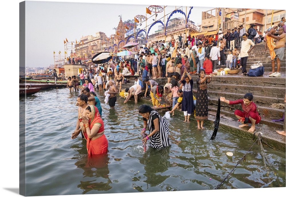 Bathing in the Ganges River in Varinasi, India