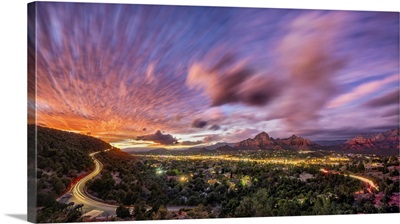 Beautiful Sunset Panorama Over Sedona, Arizona