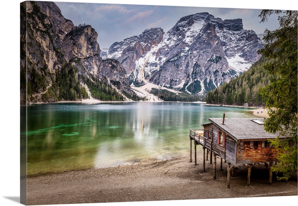 Boathouse on Lago Di Braies in the Dolomites