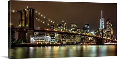 Brooklyn Bridge and New York City Skyline at Night