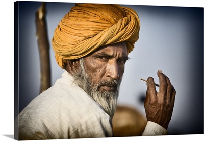Camel owner with turbin in Pushkar, Rajistan, India