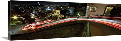 Car trails on Lombard Street in San Francisco