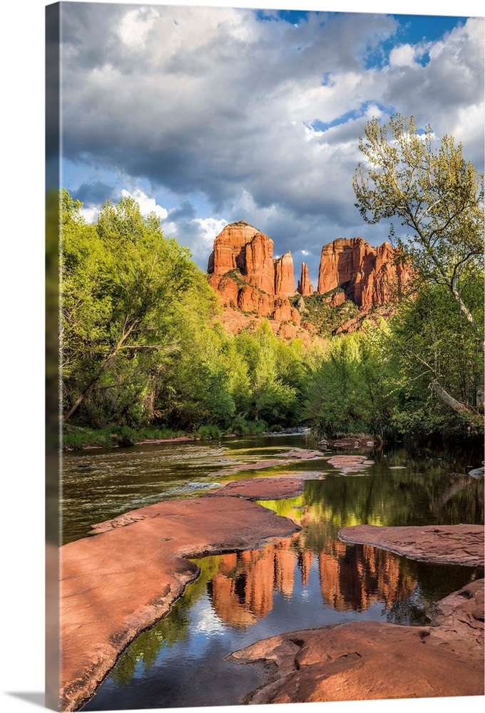 Cathedral Rocks and Oak Creek River in Sedona, Arizona Wall Art, Canvas