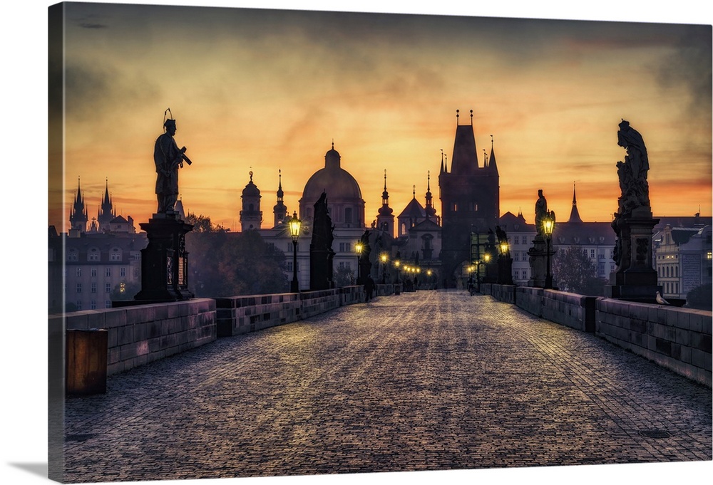 Charles Bridge in Prague at sunrise