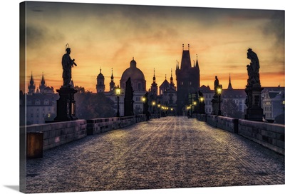Charles Bridge In Prague At Sunrise