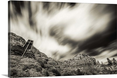 Clouds above the Chapel of the Holy Cross in Sedona, Arizona