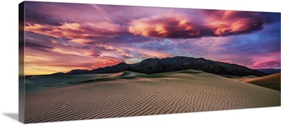 Clouds at sunrise in the Mesquite Sand Dunes, Death Valley