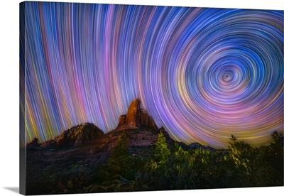 Colorful Star Trails In Sedona, Arizona