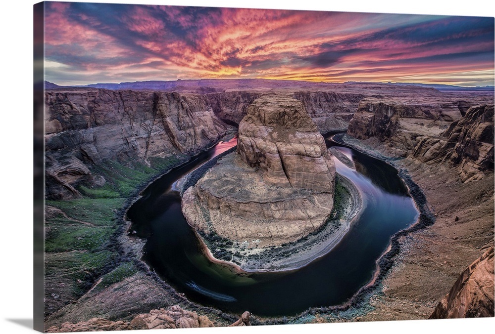 Colorful sunset at Horseshoe Bend in Page, Arizona Wall Art, Canvas