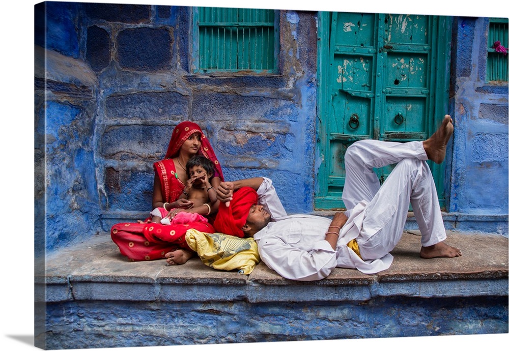 Family in the Blue City of Jodhpur, India.