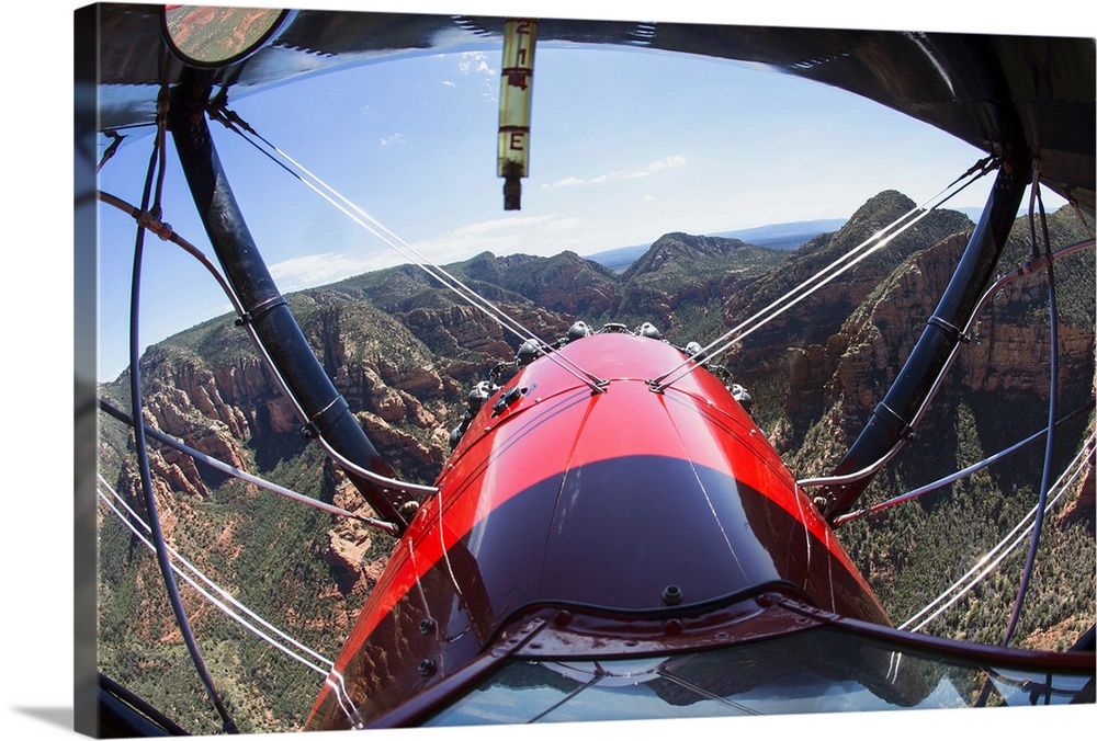Flying above Sedona, Arizona in a red biplane
