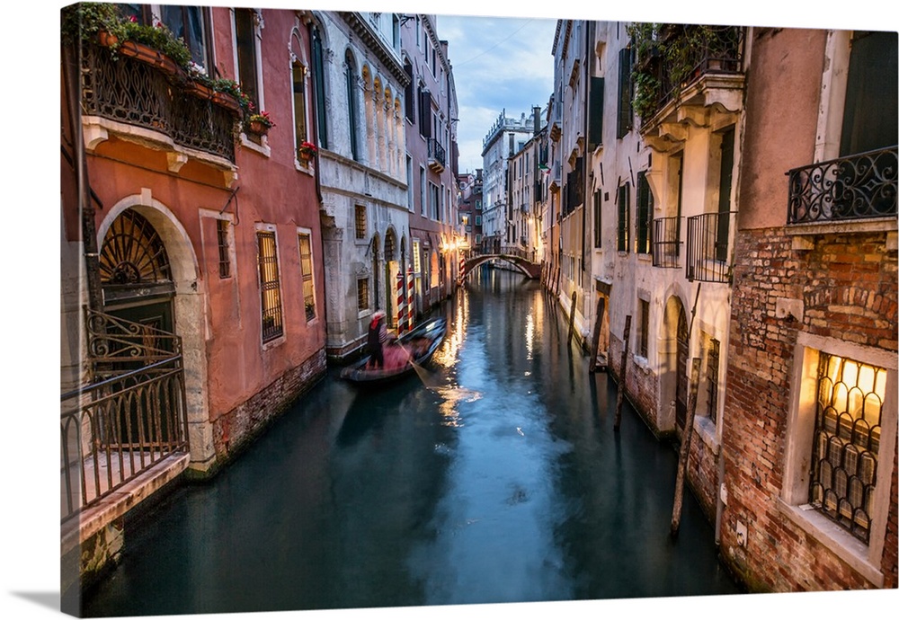 Gondola in the canals of Venice, Italy.