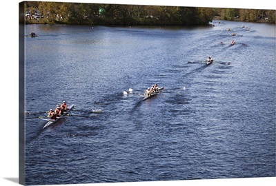 Head of the Charles Regatta rowing race in Boston, MA.