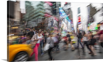 Hustle and Bustle of Times Square in New York City