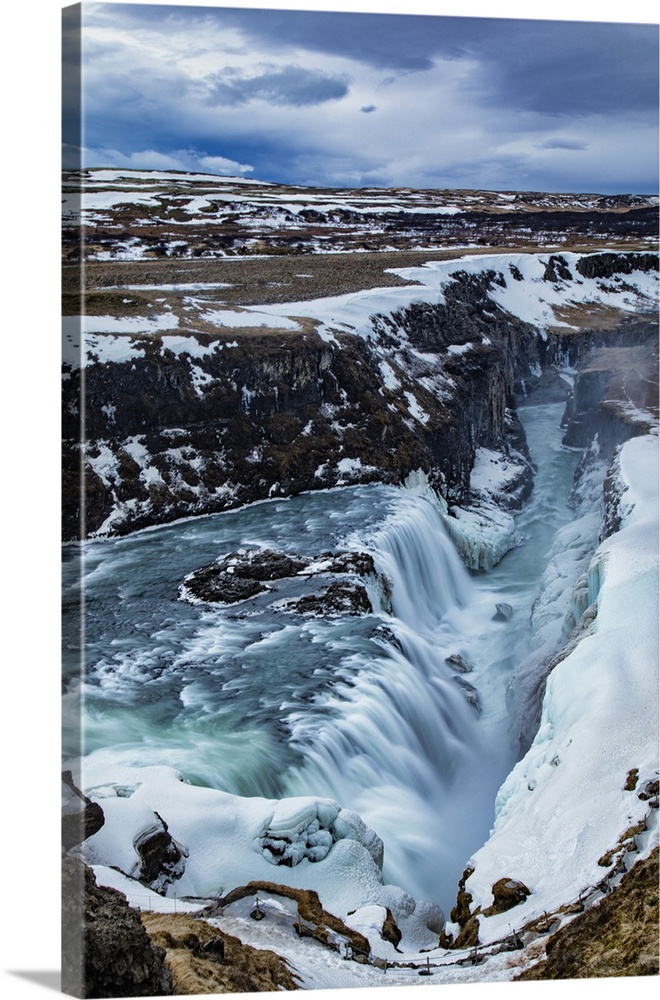 Rushing water of Gullfoss Waterfall in Iceland.