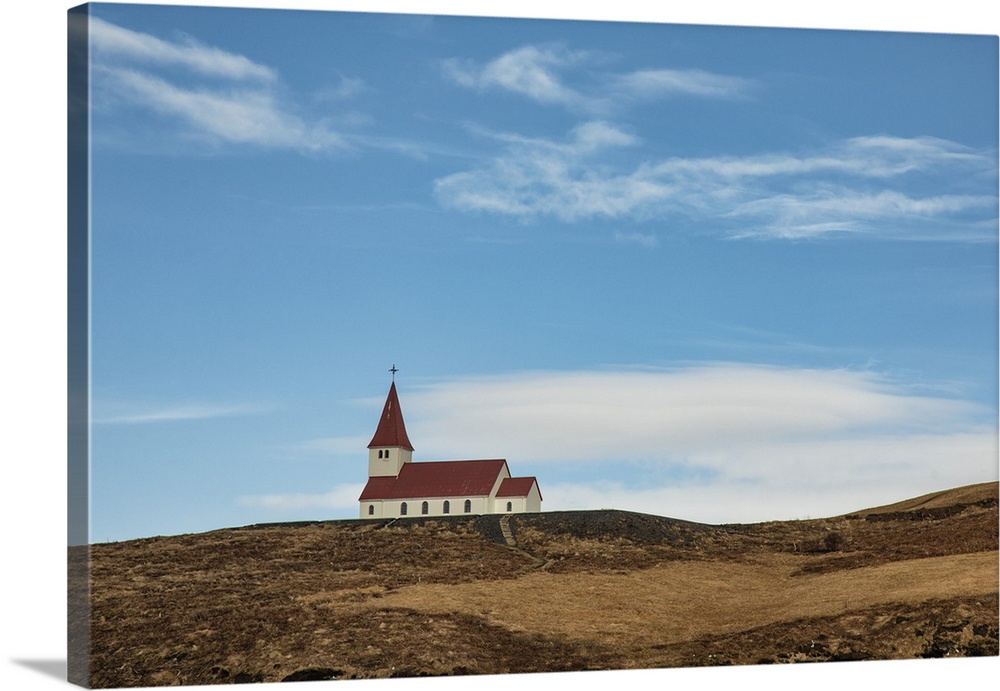 The beautiful church on the hillside in Vik, Iceland.