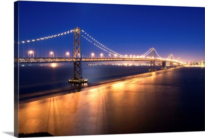 Illuminated Bay Bridge, San Francisco, California