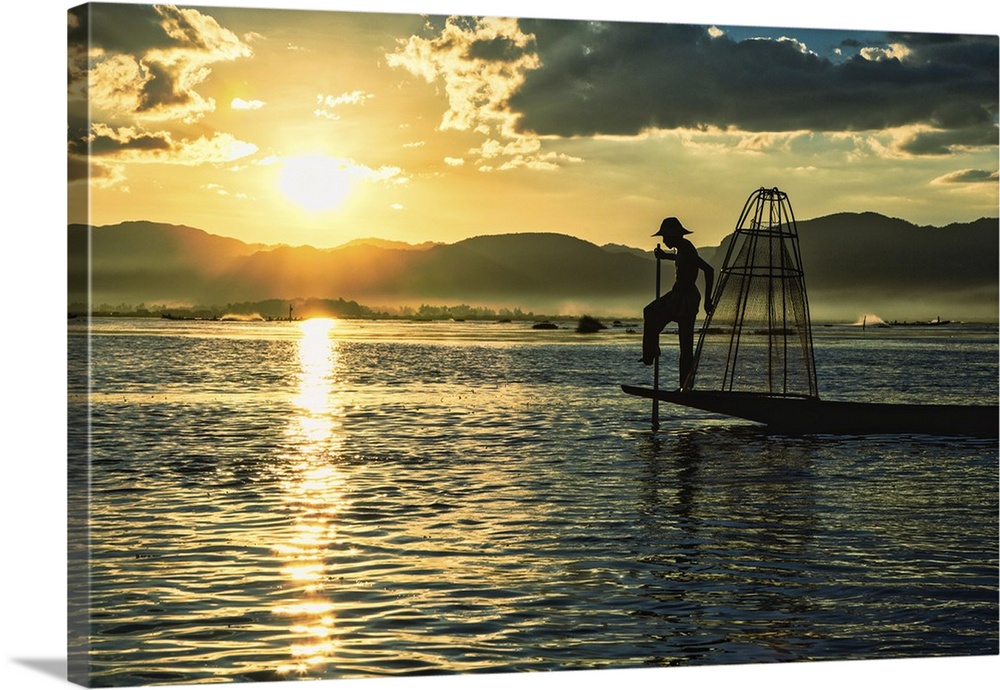 Inle Lake fisherman at sunrise in Burma