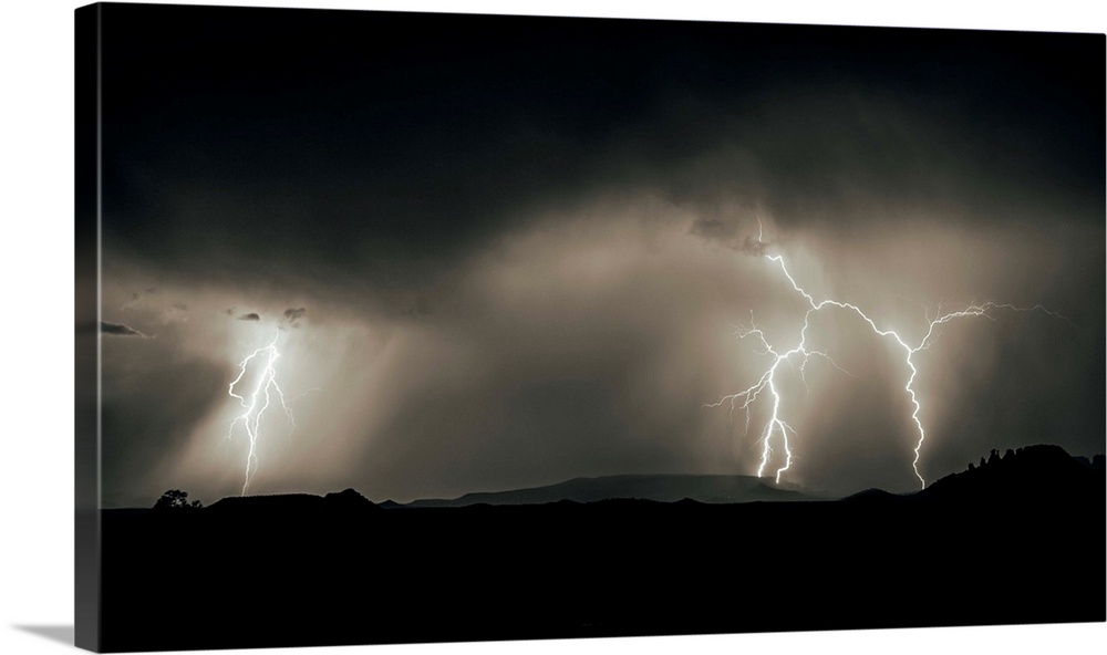 Lightning over Sedona, Arizona.