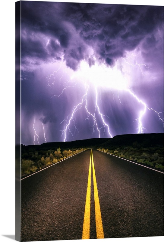Lightning storm over mountain road Wall Art, Canvas Prints, Framed Prints,  Wall Peels | Great Big Canvas