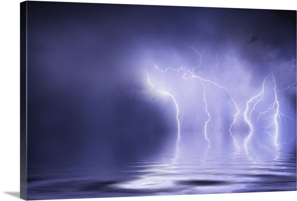 Lightning storm over the ocean Wall Art, Canvas Prints, Framed Prints