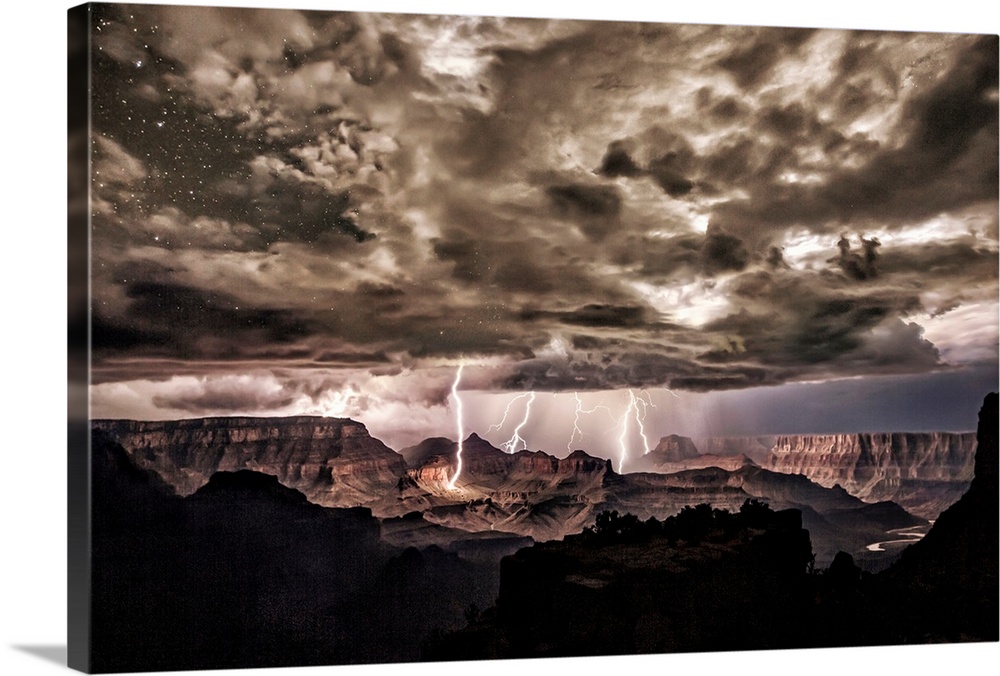 Amazing lightning bolts over the Grand Canyon at night
