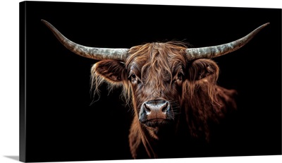Longhorn Bull Close Up Portrait