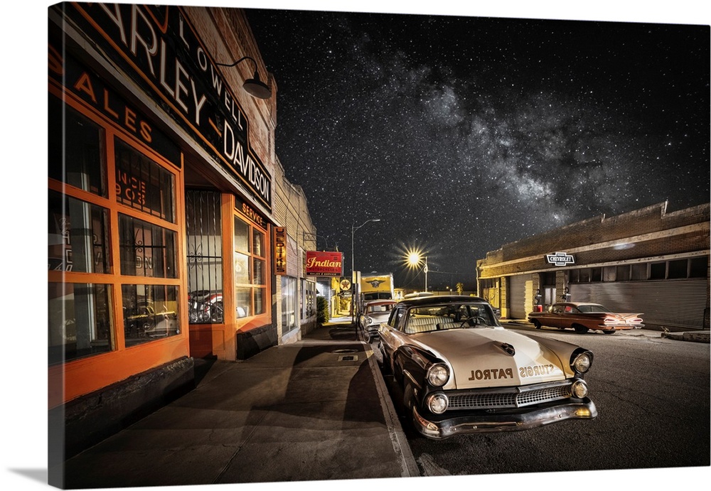 Milky Way and vintage cars, Bisbee, Arizona
