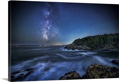 Milky Way Over The Ocean  In Acadia National Park