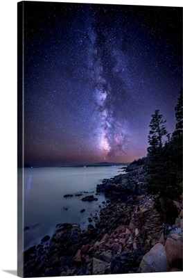 Milky Way Over The Ocean  In Acadia National Park