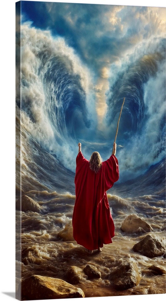 Moses parting the red sea, israel, egypt, ocean, judism