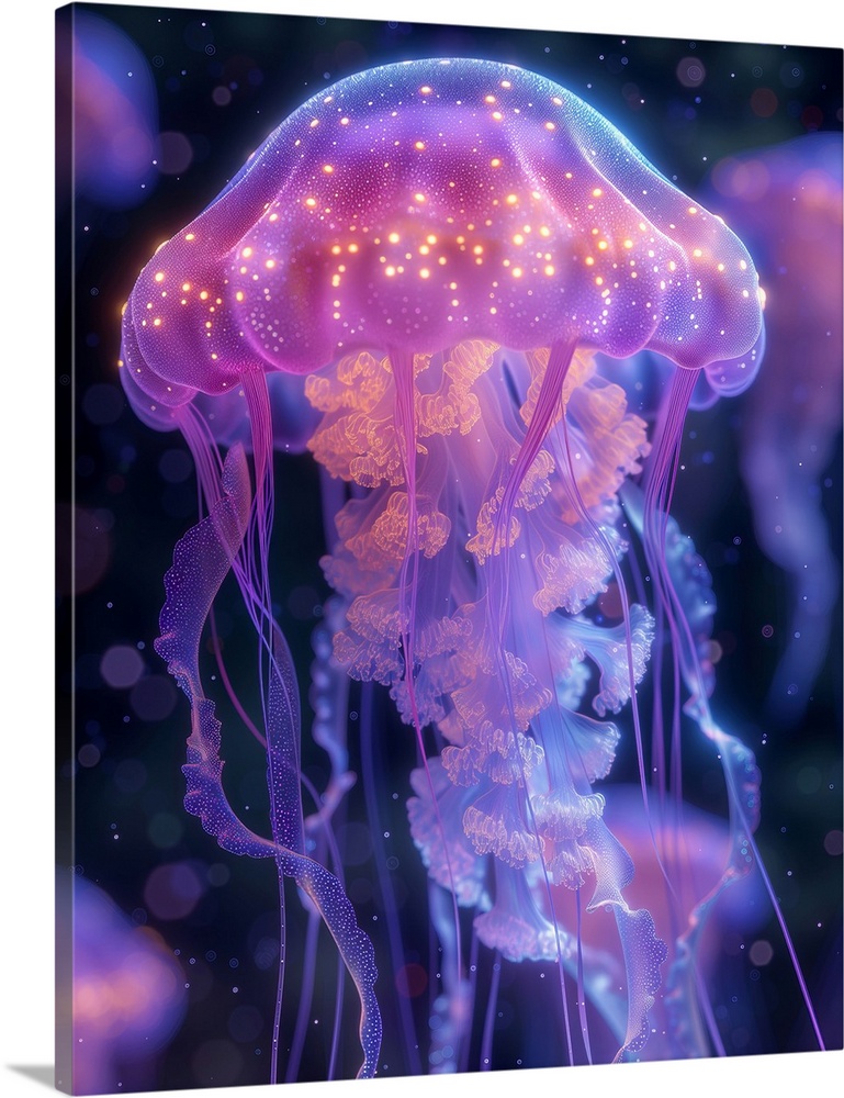 Colorful jellyfish beneath the sea.