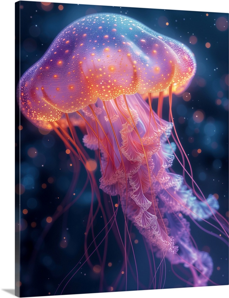 Colorful jellyfish beneath the sea.