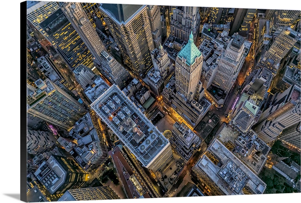 View from helicopter of New York City from above.