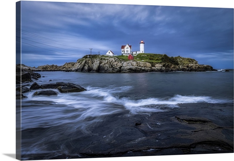 Nubble Lighthouse In Massachusetts Wall Art, Canvas Prints, Framed