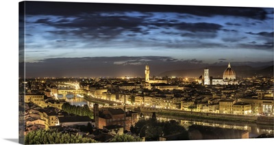 Panorama of Florence and the Duomo after dark