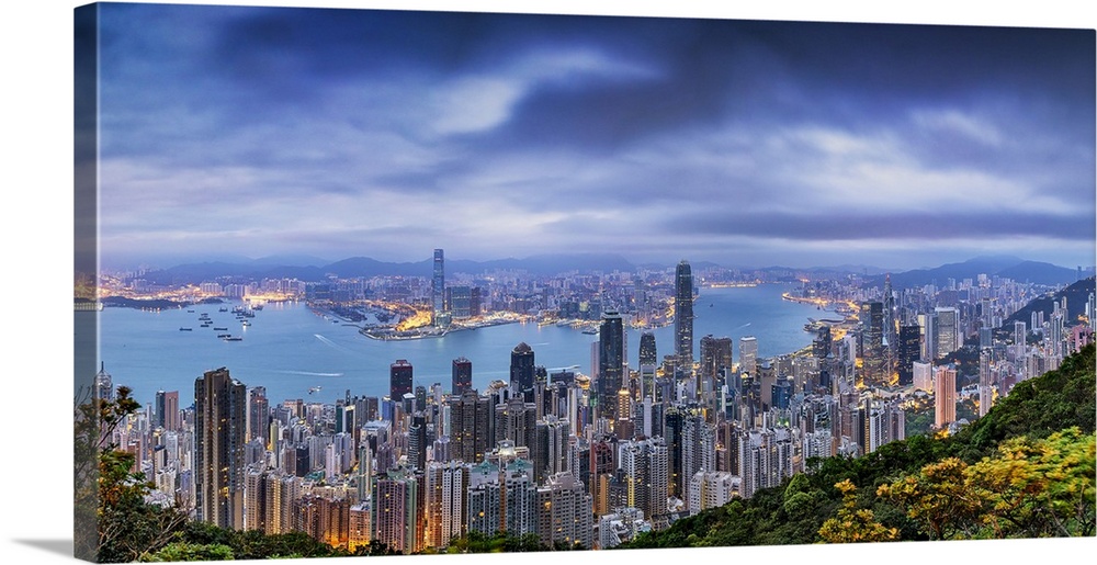 Panorama of Hong Kong Harbor from above