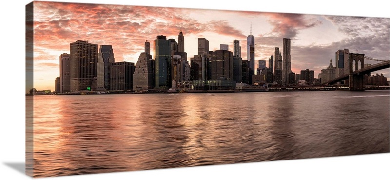 Panorama of New York City skyline at sunset | Great Big Canvas