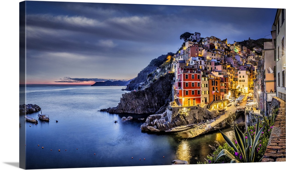 Panorama of RIomaggiore in the Cinque Terre, Italy