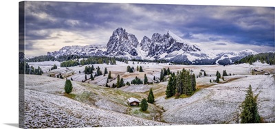Panorama Of The Dolomites In Seiser Alm, Italy