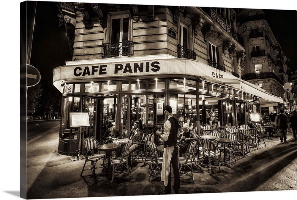 Paris cafe at night