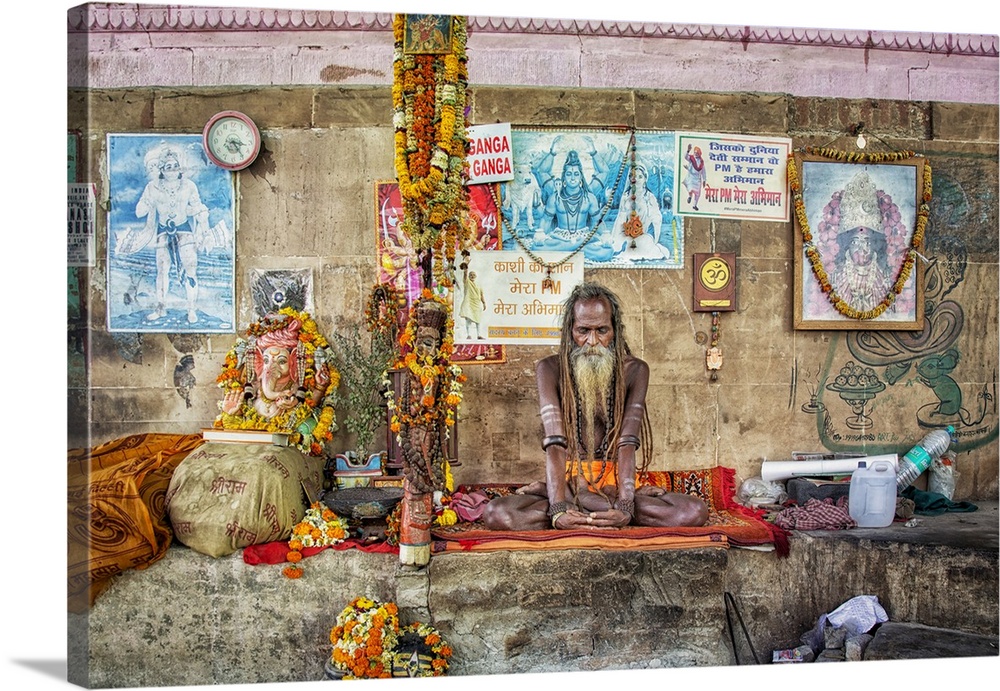 Religious Sadhu praying in Varinasi, India