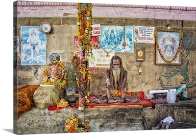 Religious Sadhu Praying In Varinasi, India