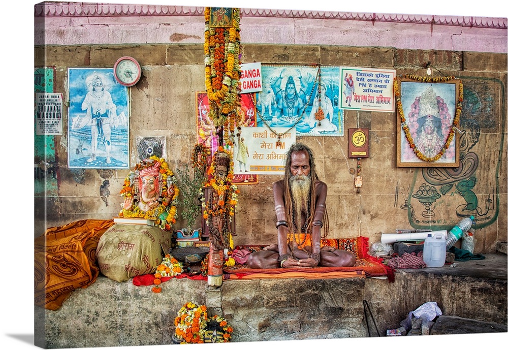 Religious Sadhu praying  in Varinasi, India