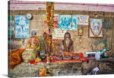 Religious Sadhu Praying  In Varinasi, India