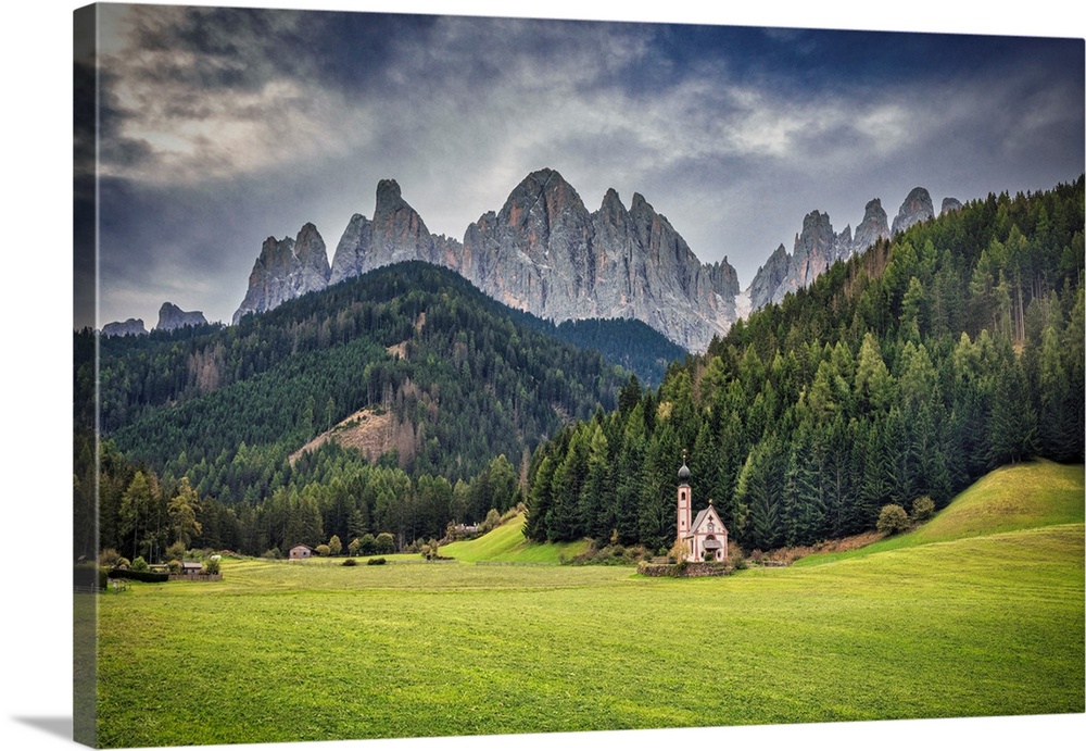 Saint Johannes Church in Val di Funes, Italy